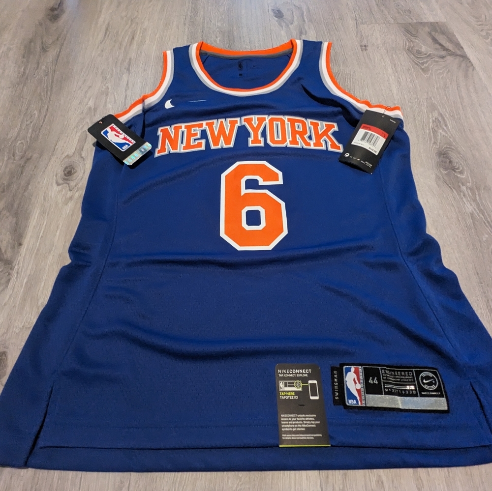Womens New York Knicks Kristaps Porzingis Jersey 867074 495 Blue Orange Size L